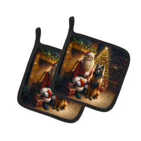 Moments with Santa Pair of Pot Holders (Dog Breed: Belgian Tervuren 4068, size: 7.5HX7.5W)