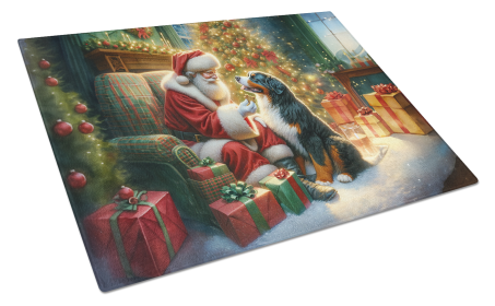 Moments with Santa Glass Cutting Board (Dog Breed: Bernese Mountain Dog 4069, size: large)