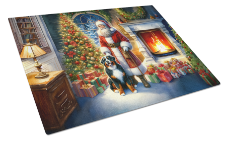 Moments with Santa Glass Cutting Board (Dog Breed: Bernese Mountain Dog 4070, size: large)