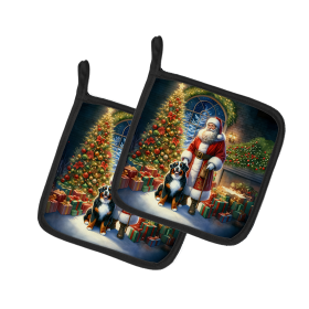 Moments with Santa Pair of Pot Holders (Dog Breed: Bernese Mountain Dog 4070, size: 7.5HX7.5W)