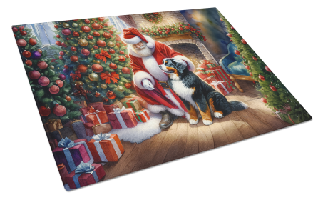 Moments with Santa Glass Cutting Board (Dog Breed: Bernese Mountain Dog 4071, size: large)