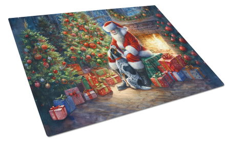 Moments with Santa Glass Cutting Board (Dog Breed: Bluetick Hound 4074, size: large)