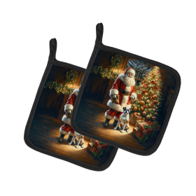 Moments with Santa Pair of Pot Holders (Dog Breed: Boxer 4081, size: 7.5HX7.5W)