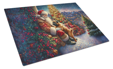 Moments with Santa Glass Cutting Board (Dog Breed: Brussels Griffon 4083, size: large)