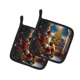Moments with Santa Pair of Pot Holders (Dog Breed: Brussels Griffon 4083, size: 7.5HX7.5W)