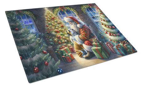 Moments with Santa Glass Cutting Board (Dog Breed: Bulldog, English 4085, size: large)