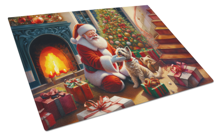 Moments with Santa Glass Cutting Board (Dog Breed: Cairn Terrier 4087, size: large)