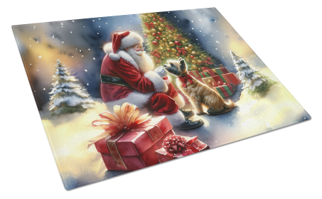 Moments with Santa Glass Cutting Board (Dog Breed: Cairn Terrier 4088, size: large)