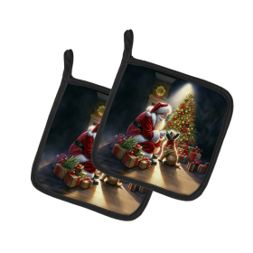 Moments with Santa Pair of Pot Holders (Dog Breed: Cairn Terrier 4088, size: 7.5HX7.5W)