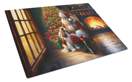 Moments with Santa Glass Cutting Board (Dog Breed: Cavalier Spaniel 4089, size: large)