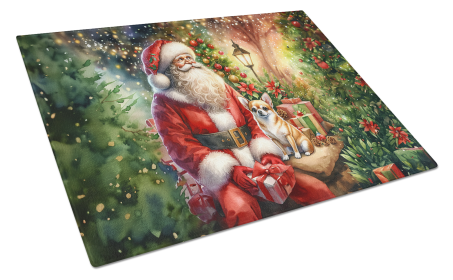 Moments with Santa Glass Cutting Board (Dog Breed: Chihuahua 4093, size: large)