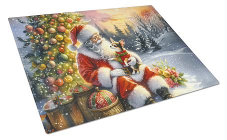 Moments with Santa Glass Cutting Board (Dog Breed: Chihuahua 4094, size: large)