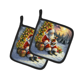 Moments with Santa Pair of Pot Holders (Dog Breed: Chihuahua 4094, size: 7.5HX7.5W)