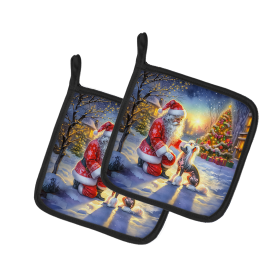 Moments with Santa Pair of Pot Holders (Dog Breed: Chinese Crested 4095, size: 7.5HX7.5W)