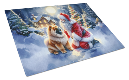 Moments with Santa Glass Cutting Board (Dog Breed: Chow Chow 4096, size: large)