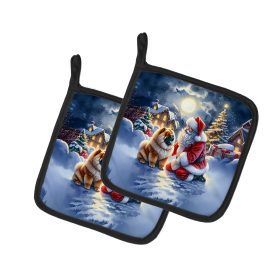 Moments with Santa Pair of Pot Holders (Dog Breed: Chow Chow 4096, size: 7.5HX7.5W)
