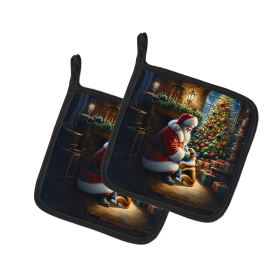 Moments with Santa Pair of Pot Holders (Dog Breed: Corgi 4098, size: 7.5HX7.5W)