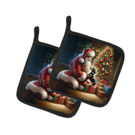 Moments with Santa Pair of Pot Holders (Dog Breed: Dachshund 4102, size: 7.5HX7.5W)