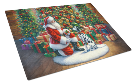 Moments with Santa Glass Cutting Board (Dog Breed: Dalmatian 4103, size: large)