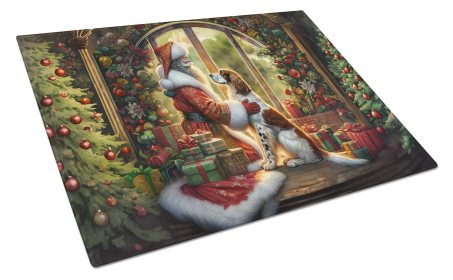 Moments with Santa Glass Cutting Board (Dog Breed: English Setter 4107, size: large)