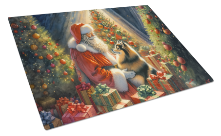 Moments with Santa Glass Cutting Board (Dog Breed: Finnish Spitz 4109, size: large)