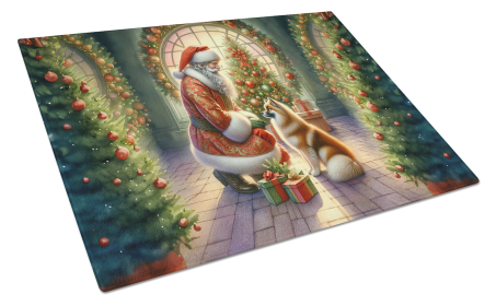 Moments with Santa Glass Cutting Board (Dog Breed: Finnish Spitz 4110, size: large)