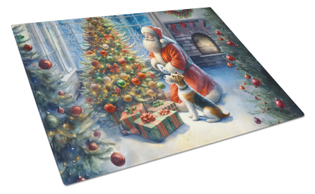 Moments with Santa Glass Cutting Board (Dog Breed: Fox Terrier 4112, size: large)