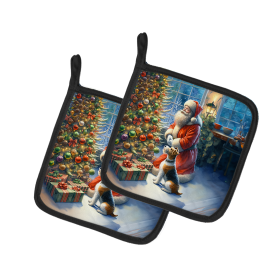 Moments with Santa Pair of Pot Holders (Dog Breed: Fox Terrier 4112, size: 7.5HX7.5W)