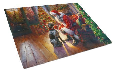 Moments with Santa Glass Cutting Board (Dog Breed: German Wirehaired Pointer 4116, size: large)