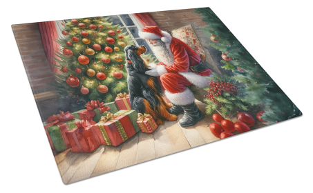 Moments with Santa Glass Cutting Board (Dog Breed: Gordon Setter 4118, size: large)