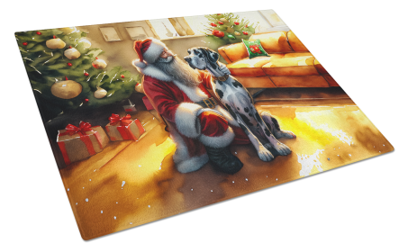 Moments with Santa Glass Cutting Board (Dog Breed: Great Dane 4119, size: large)