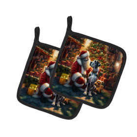 Moments with Santa Pair of Pot Holders (Dog Breed: Great Dane 4119, size: 7.5HX7.5W)