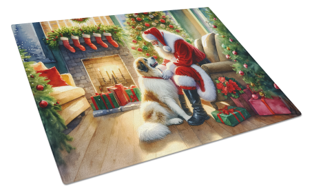 Moments with Santa Glass Cutting Board (Dog Breed: Great Pyrenees 4121, size: large)