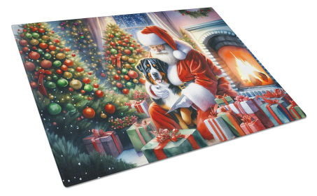 Moments with Santa Glass Cutting Board (Dog Breed: Greater Swiss Mountain Dog 4122, size: large)