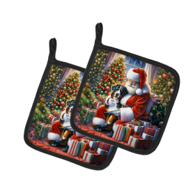 Moments with Santa Pair of Pot Holders (Dog Breed: Greater Swiss Mountain Dog 4122, size: 7.5HX7.5W)