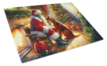 Moments with Santa Glass Cutting Board (Dog Breed: Irish Setter 4125, size: large)