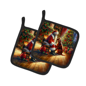 Moments with Santa Pair of Pot Holders (Dog Breed: Irish Setter 4125, size: 7.5HX7.5W)