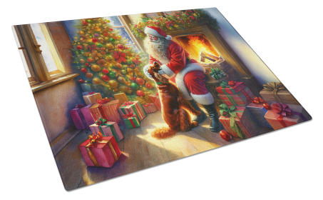 Moments with Santa Glass Cutting Board (Dog Breed: Irish Setter 4126, size: large)