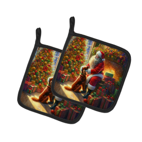 Moments with Santa Pair of Pot Holders (Dog Breed: Irish Setter 4126, size: 7.5HX7.5W)