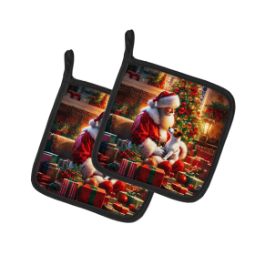 Moments with Santa Pair of Pot Holders (Dog Breed: Jack Russell Terrier 4128, size: 7.5HX7.5W)