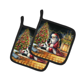Moments with Santa Pair of Pot Holders (Dog Breed: Japanese Chin 4129, size: 7.5HX7.5W)