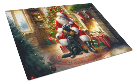 Moments with Santa Glass Cutting Board (Dog Breed: Labrador Retriever 4132, size: large)