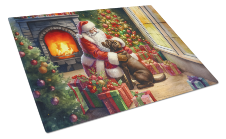 Moments with Santa Glass Cutting Board (Dog Breed: Labrador Retriever 4133, size: large)