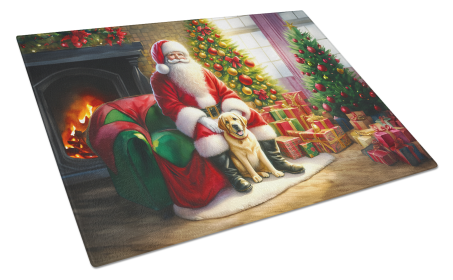 Moments with Santa Glass Cutting Board (Dog Breed: Labrador Retriever 4134, size: large)