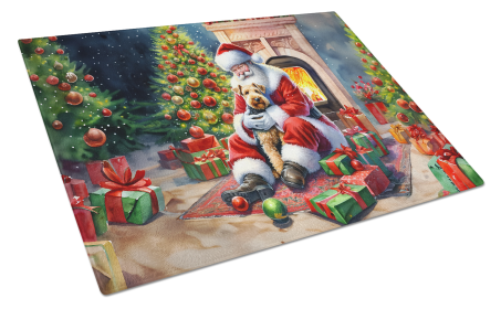 Moments with Santa Glass Cutting Board (Dog Breed: Lakeland Terrier 4135, size: large)