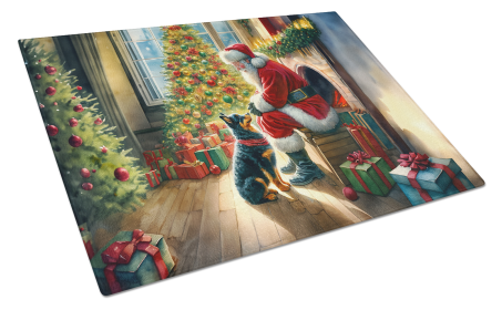 Moments with Santa Glass Cutting Board (Dog Breed: Lancashire Heeler 4136, size: large)