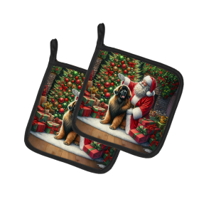 Moments with Santa Pair of Pot Holders (Dog Breed: Leonberger 4137, size: 7.5HX7.5W)