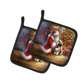 Moments with Santa Pair of Pot Holders (Dog Breed: Lhasa Apso 4138, size: 7.5HX7.5W)