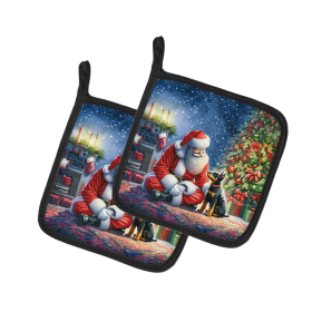 Moments with Santa Pair of Pot Holders (Dog Breed: Manchester Terrier 4140, size: 7.5HX7.5W)