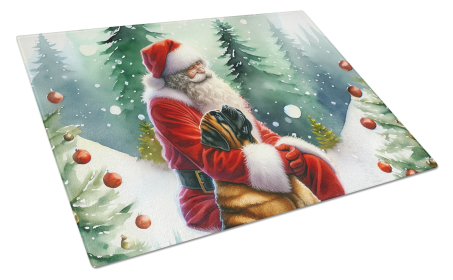 Moments with Santa Glass Cutting Board (Dog Breed: Mastiff 4141, size: large)